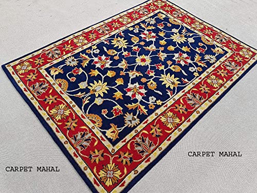Image of Carpet Mahal Export Quality Handmade Tuffted Pure Woollen Carpet for Living Room Bedroom Size 6 x 6 feet Square (180X180 Cm) Color-Multi