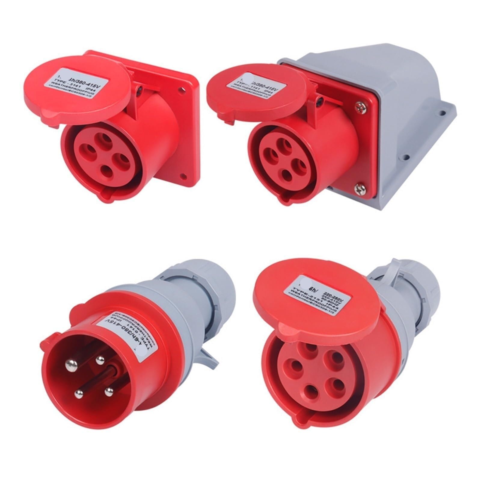 1 Stück 16/32 A Industriestecker IP44 dreiphasiger vieradriger wasserdichter Stecker – langlebig und schwer entflammbar(4 core 32A Mobile 2241)