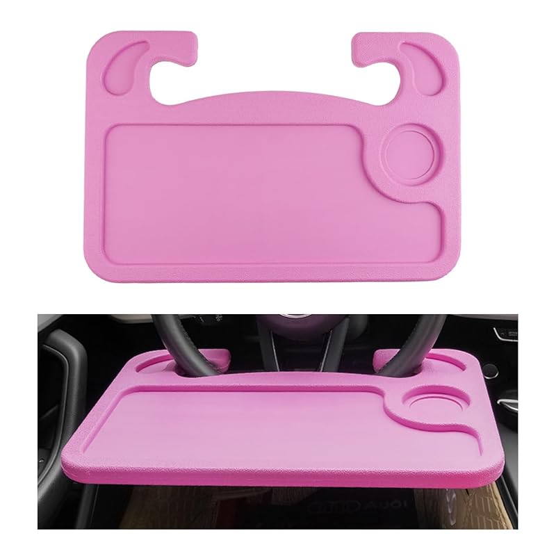 Mesa Bandeja para Volante de Carro 2 em 1 Gasedin com Porta-Copo e Porta-Caneta Rosa