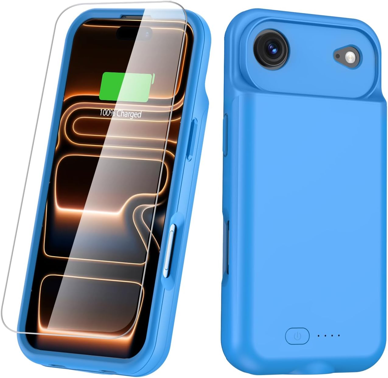GIN FOXI Battery Case for iPhone 17 Pro, Charging Case Charger 8500mAh Ultra-Slim Lightweight Powerful Battery Pack 15W Fast Rechargeable Anti-Fall TPU Juice Box for iPhone 17 Pro (6.3") Blue