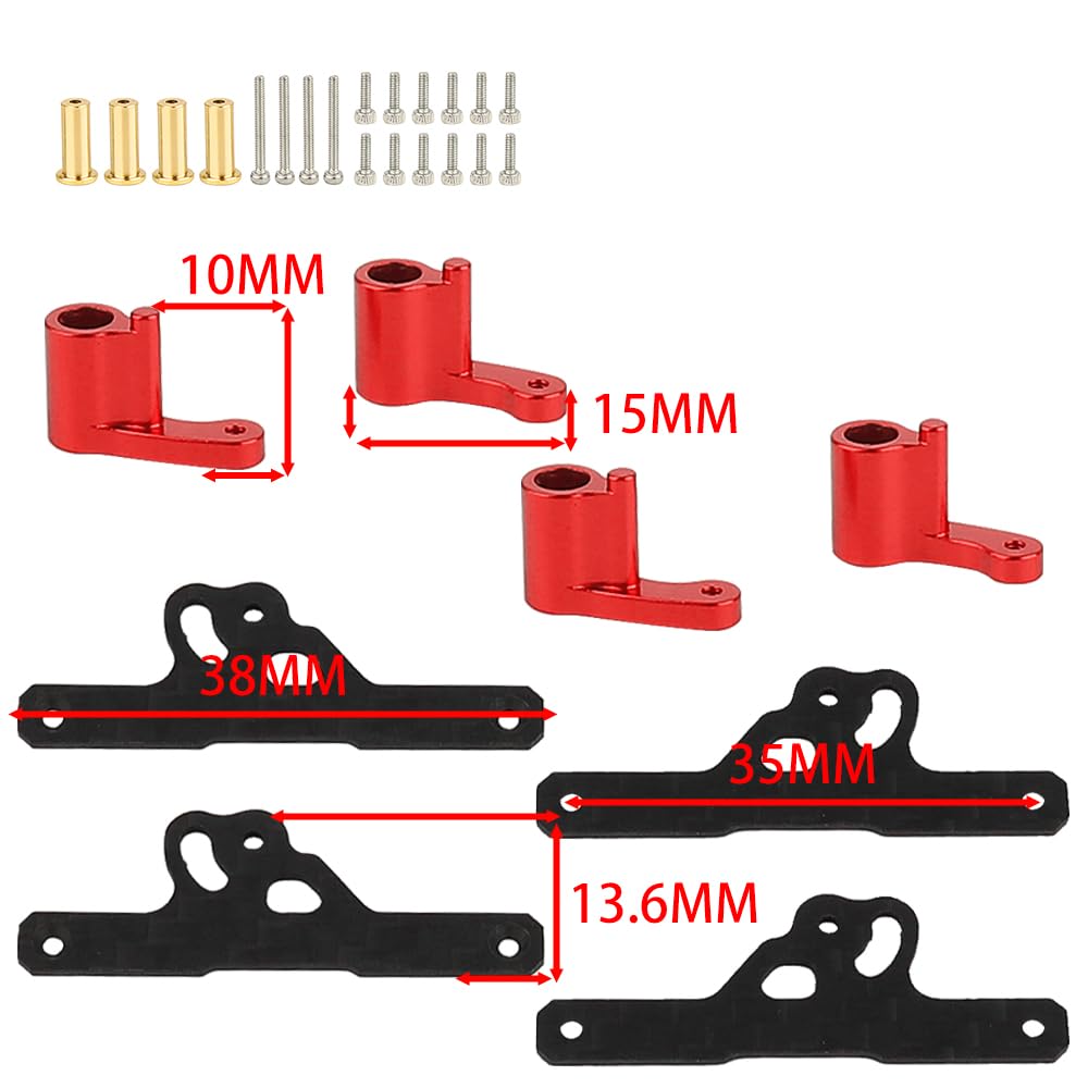 RZXYLRC Shock Flex Blades and Aluminum Shock Absorber Mounts for 1/24 RC Crawler SCX24 90081 C10 Ford Bronco Jeep Gladiator Upgrade Parts (Red)