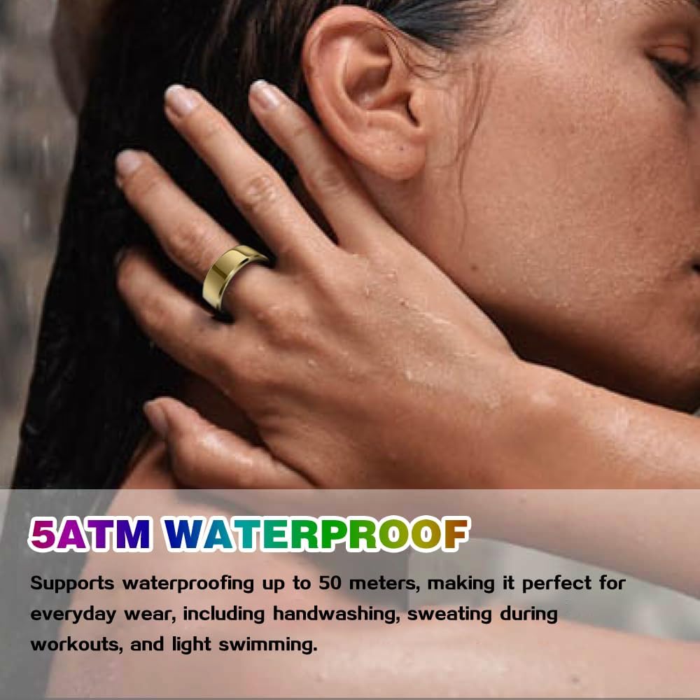 2025 Smart Ring with Air Gesture Control,Heart Rate&Sleep Monitor -Stylish Fitness Ring for Men&Women,IP68 Waterproof,Activity Tracker Records Steps Distance,Compatible with Android&iOS (Gold, 11#)