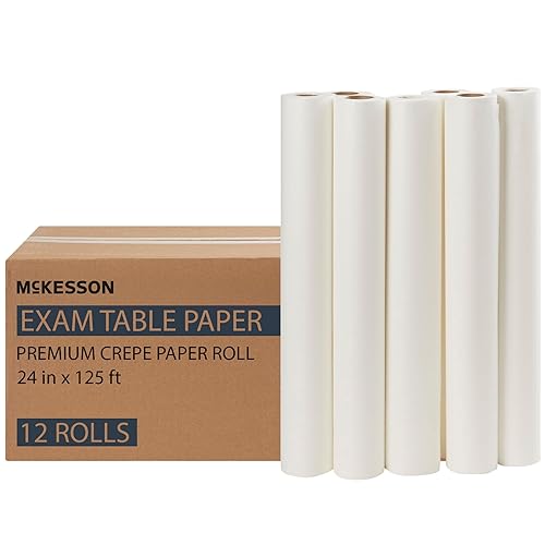 Miniatura 14 de McKesson Papel de mesa de examen médico [12 rollos] – Funda de mesa de cama ideal para cambiar pañales, encerar, enfermería, quiropráctico, rastreo
