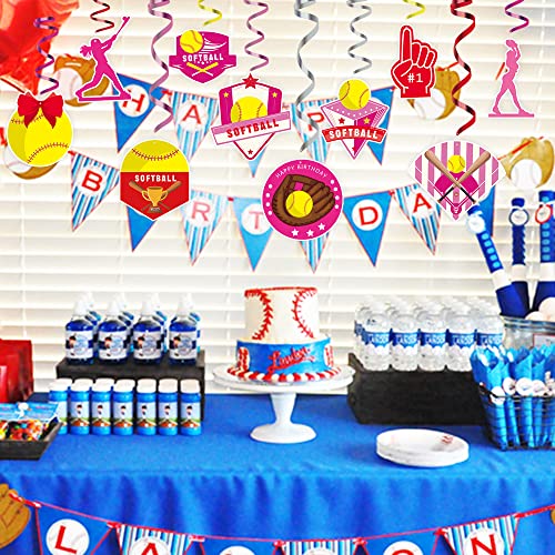 30Pcs Softball Party Decorations Softball Party Swirl Ceiling Hanging Decor For Softball Birthday Party Decor Sports Theme Ceiling Streamers For Softball Fans Club #TOP4