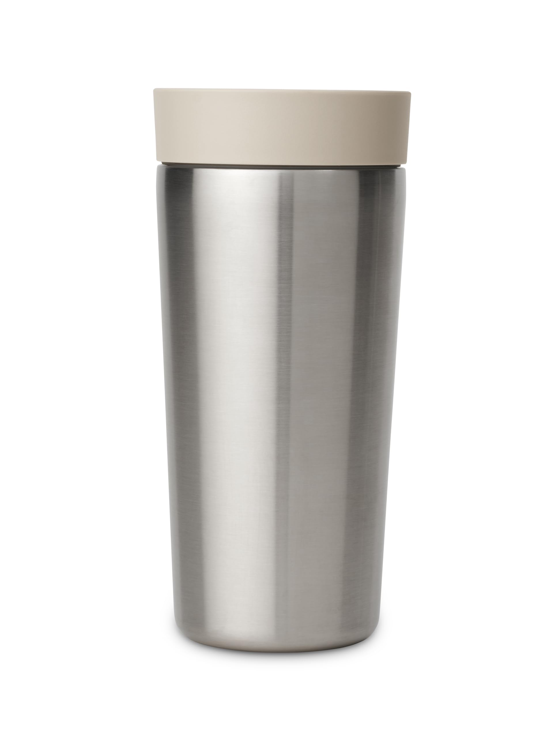 Brabantia - Make & Take Insulated Cup with Smart Click Lid, Stainless Steel Cup Keeps Drinks Hot for 6 Hours, Cold for 8 Hours, Leak-Proof Travel Mug - Soft Beige, 0.36L