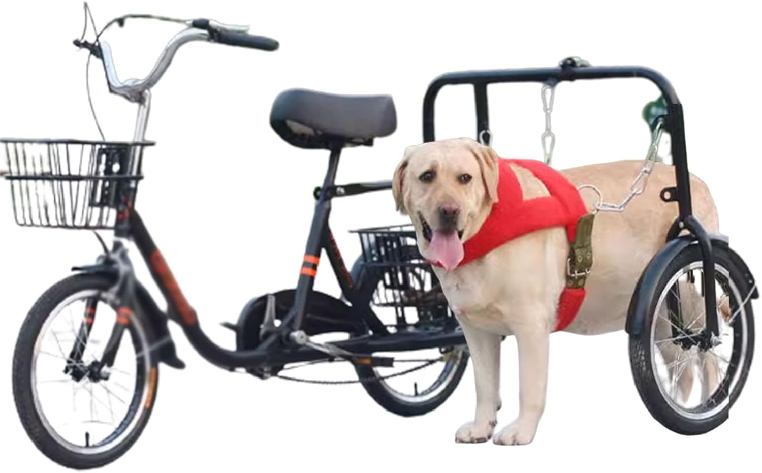 2-in-1 Dog Bike Trailer Pet Stroller Carrier, Easy to Connect and Disconnect to Bicycles, Foldable, Smart Speed Control