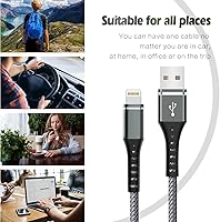 Vista 6 de [Certificado Apple MFi] Cargador de iPhone de carga rápida, paquete de 3 cables Lightning de 3 pies, cable de carga de nailon trenzado para iPhone