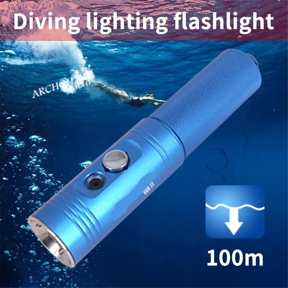 V10S II 1200 lumen Lampada for immersione subacquea Lampada for istruttore di immersione Torcia for studenti subacquei Torcia subacquea subacquea da 100 m Avventura di campeggio(Red,EVA V10S II batter