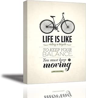 Quotes Wall Art Decor, Well-known Saying Aphorism Life Is Like Riding a Bicycle, To Keep Your Balance You Must Keep Moving by Albert Einstein, Inspirational Spirit Motto Canvas Prints with Inner Frame - coolthings.us