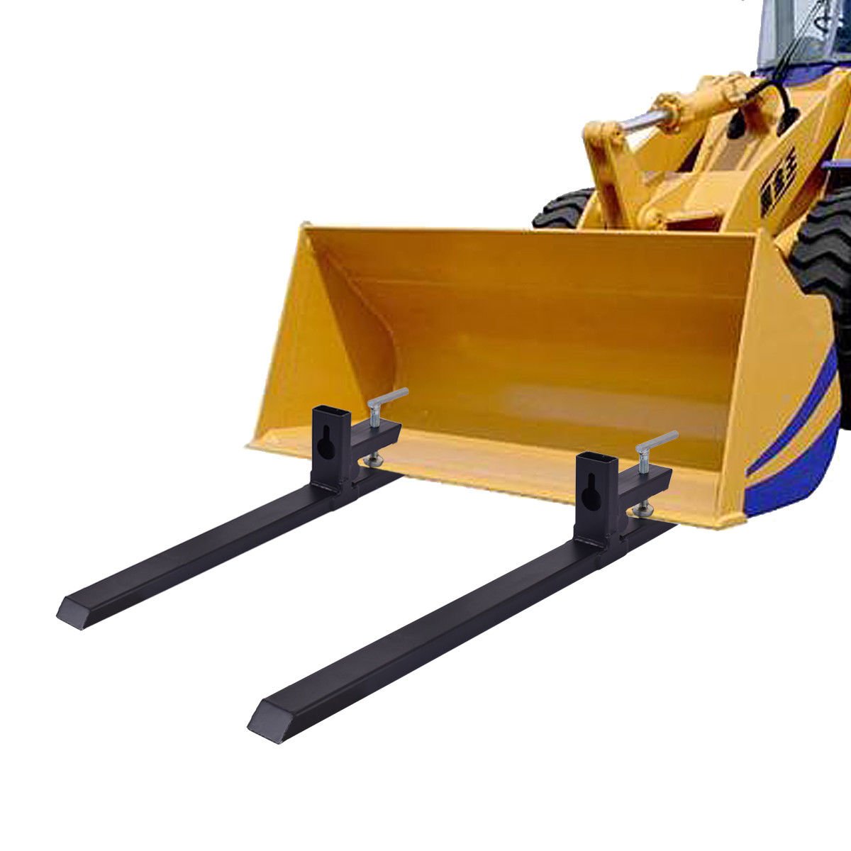 Goplus Clamp on Pallet Forks, 60” 4000lbs Max, HeavyDuty Pallet Forks for Loader Bucket Skid
