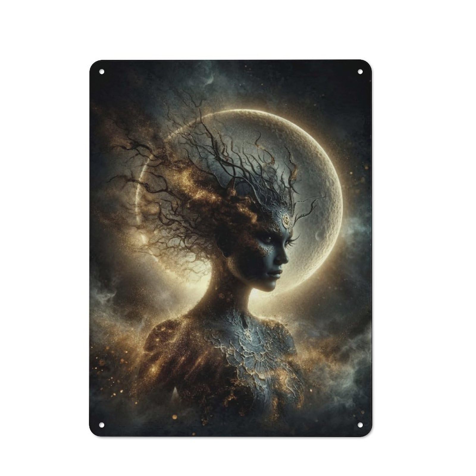 Junmoney Style Vintage Tin Sign 40X30cm With Celestial Woman With Moon Background For Home Bar Wall, Metal Sign Decor For Home Bars And Entertaining Spaces