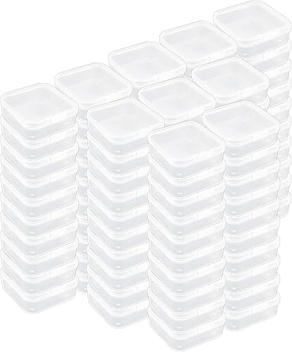 LJY Caja cuadrada de 18 recipientes cuadrados de plástico transparente con tapas para objetos pequeños y otros proyectos de manualidades (3.7 x 3.7