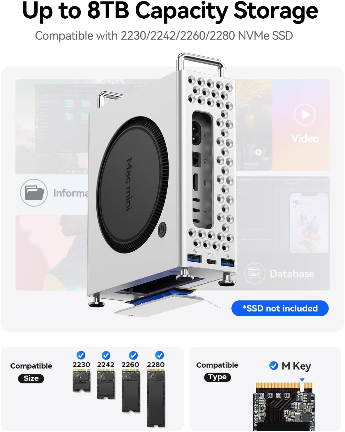 Estação De Expansão De Hub USB ORICO MiniPro De 10 Gbps Para Mac Mini M4 Pro M 2 Ssd Enclosure