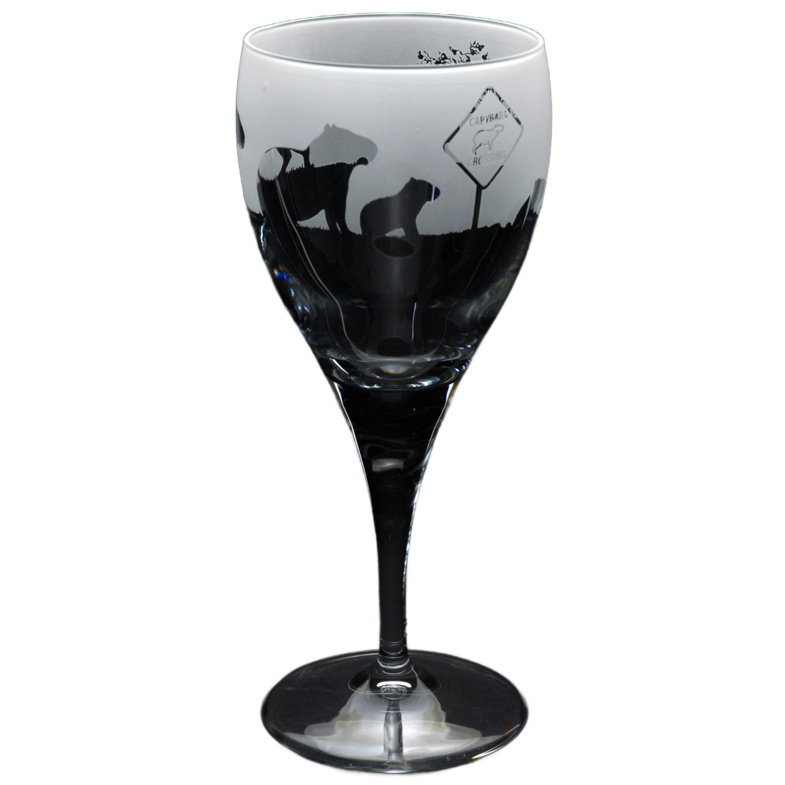 GLYPTIC Glass Art Capybara Hand Etched/Engraved Crystal Wine Glass — image 1