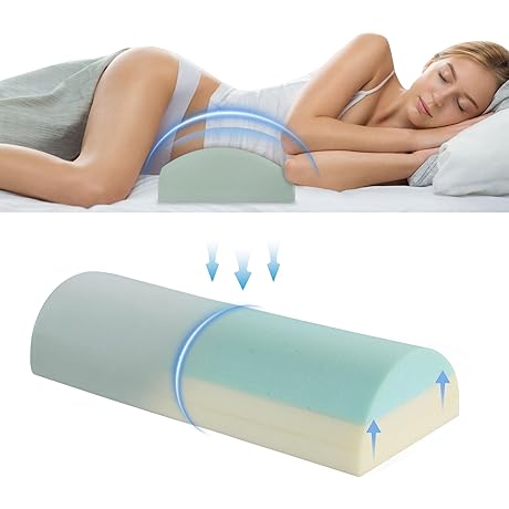 HOMBYS Adjustable Lumbar Support Pillow with 3 Layer Memory Foam for Back Pain Relief
