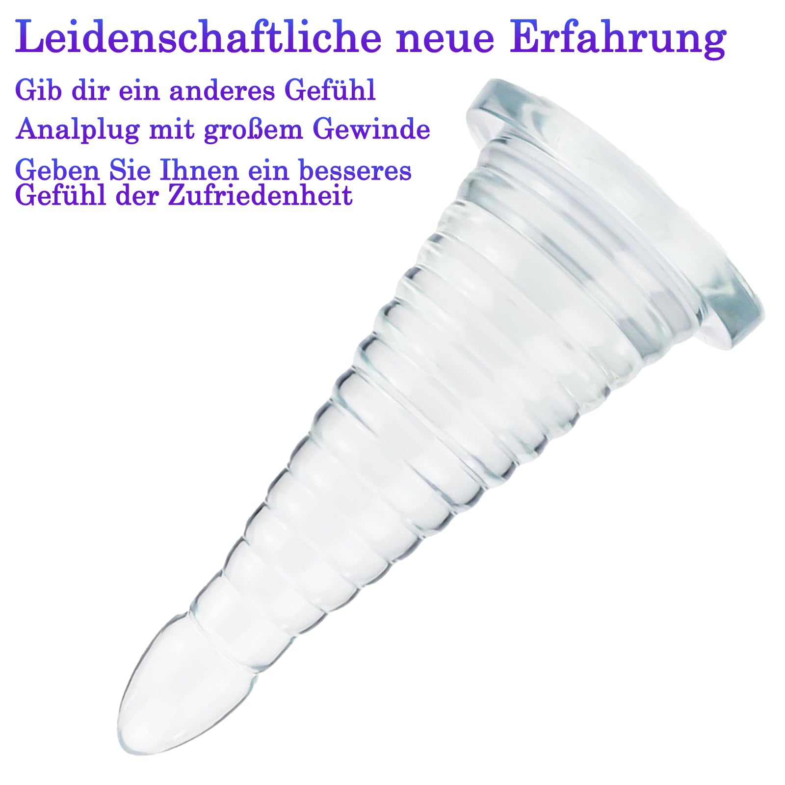 BDSMAGE 25cm Plug Anal, 9 cm de diámetro Dildo Anal Plug Dilatador, forma de cono Plug Anales, Butt Plug Juguetes Eróticos Sexuales, dilatador anal dildo consolador (Transparente)