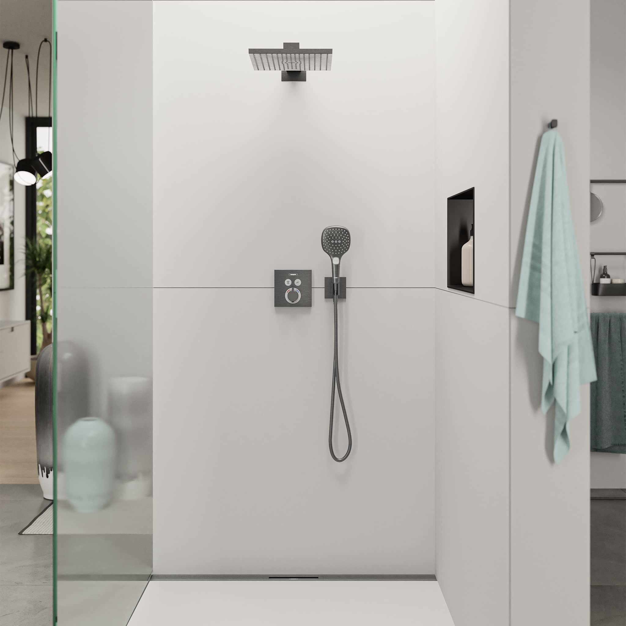 Hansgrohe FixFit E Wall Outlet with Shower Holder, Brushed
