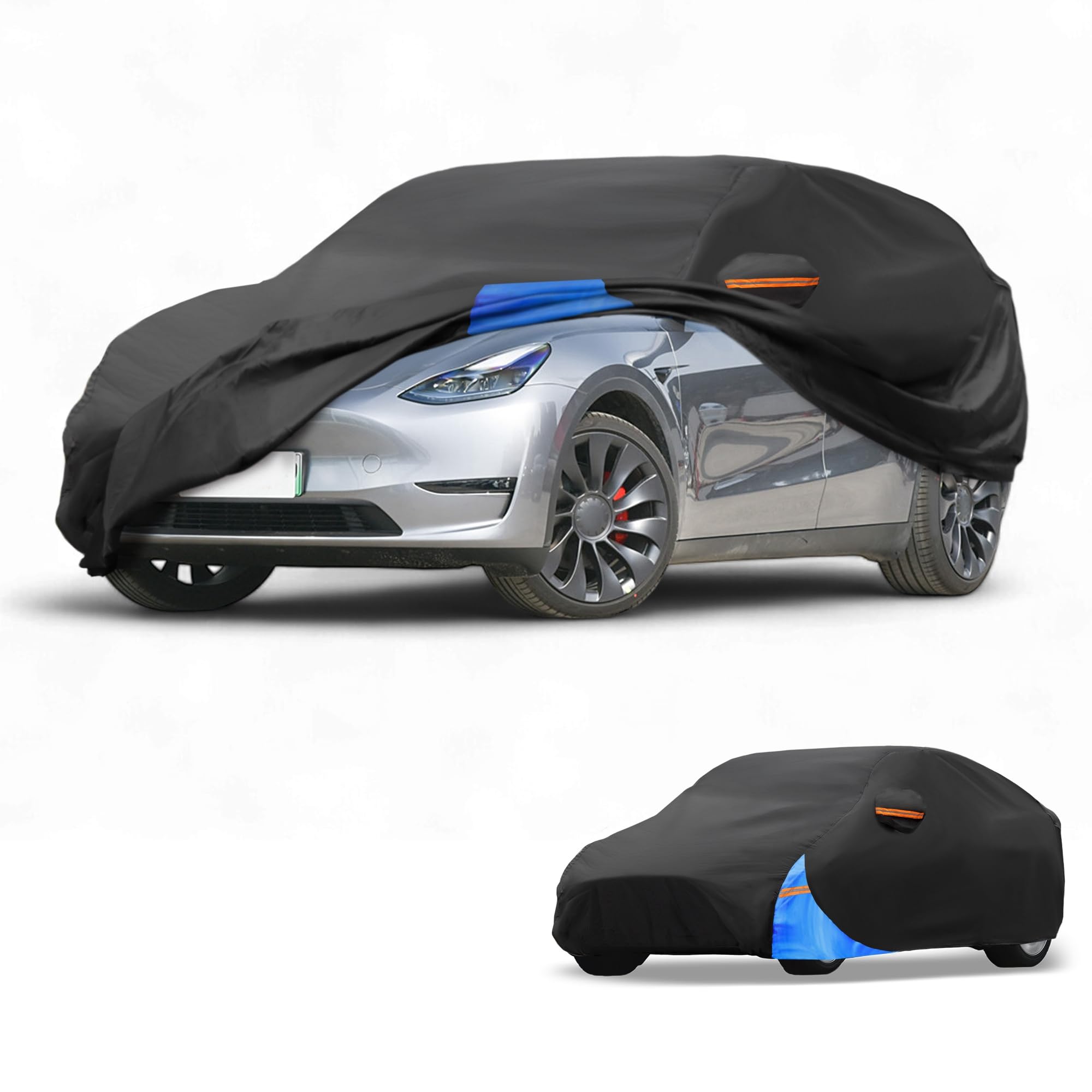 Partuto All-Weather Waterproof Car Cover - UV-Resistant Outdoor Full Exterior Protection for Tesla Model Y 2020-2024 210D-PU Black