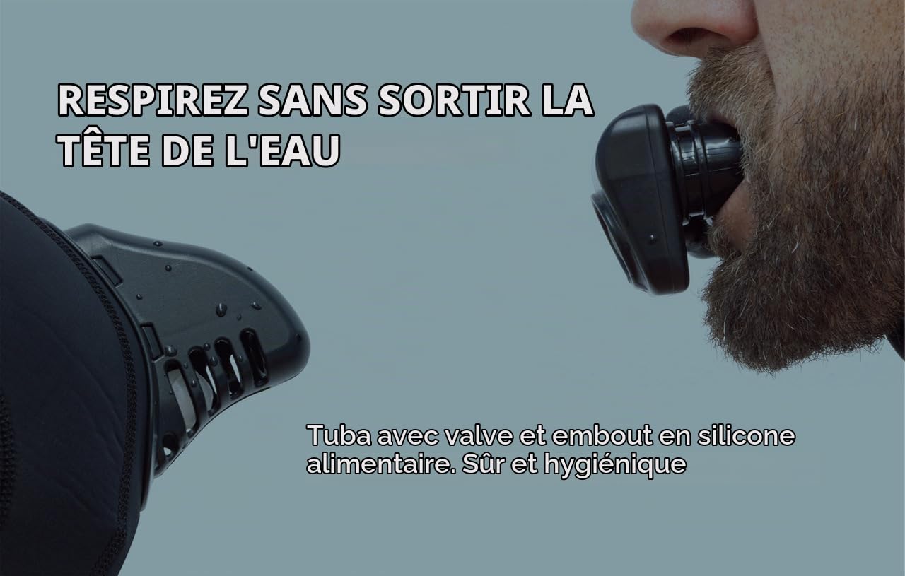 Tuba de Natation intégré à Bonnet en Néoprène Lycra Taille