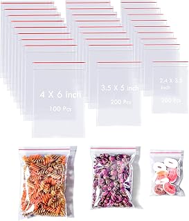 500 Pack Poly Zipper Bags,3 Different Size Small Craft Plastic Bags,Clear Reusable Ziplock Bags Storage for Bead,Jewelry,Candy,2.3x3.5Inch,3.5x5Inch,4x6Inch