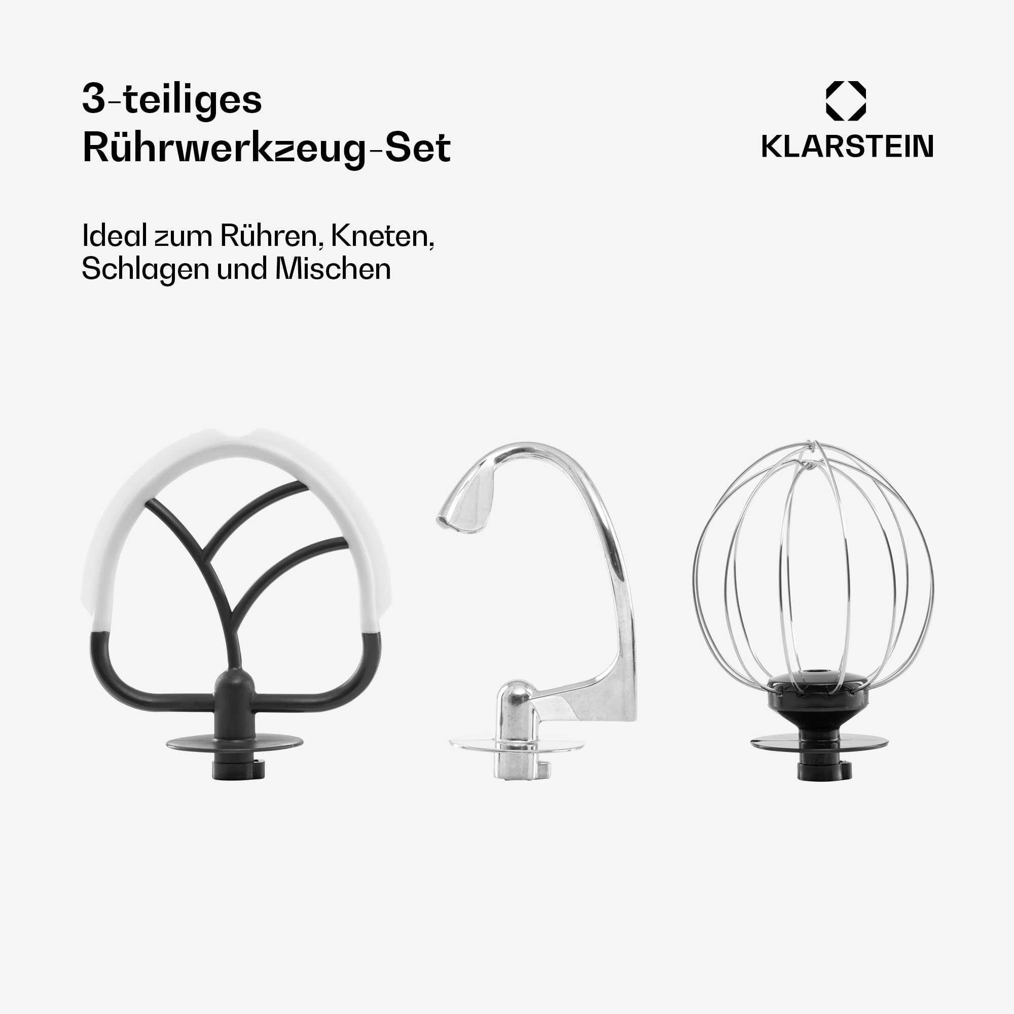 Klarstein Knetmaschine Küchenmaschine zum Backen, 1300W Teigmaschine Klein, 6 Stufen, Schneebesen Rühr- & Knethaken, 5L Schüssel, Planetenrührwerk, Rührmaschine mit Mixer, Küchenmaschinen für Brotteig