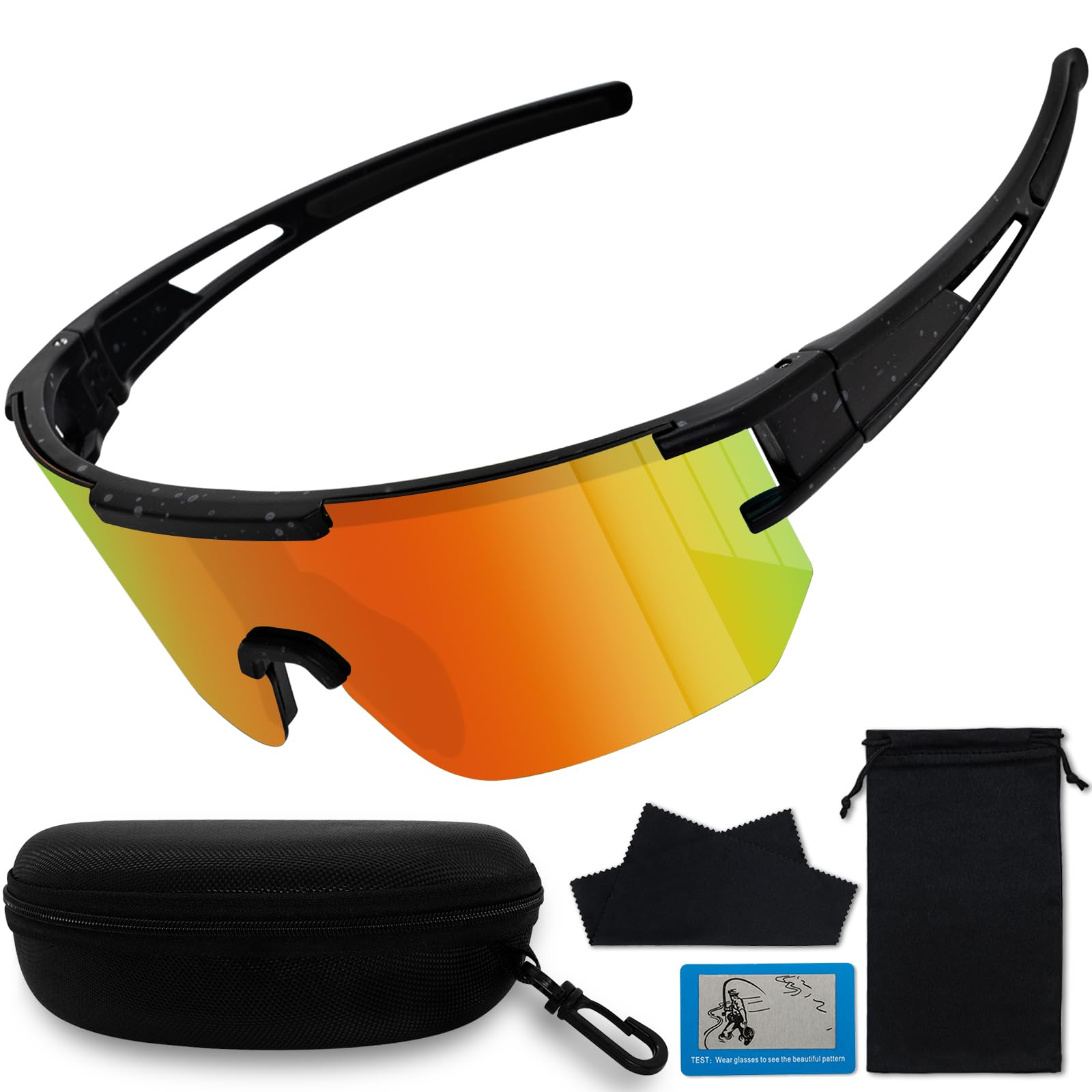WAMIOKAGRO Schnelle Brille Herren Damen, Polarisiert Fahrradbrille Herren Laufbrille Damen, UV400 Sportbrille Fahrrad Brille Sport Sonnenbrille für MTB Rennrad Fahrrad Ski Laufen Rave Festival
