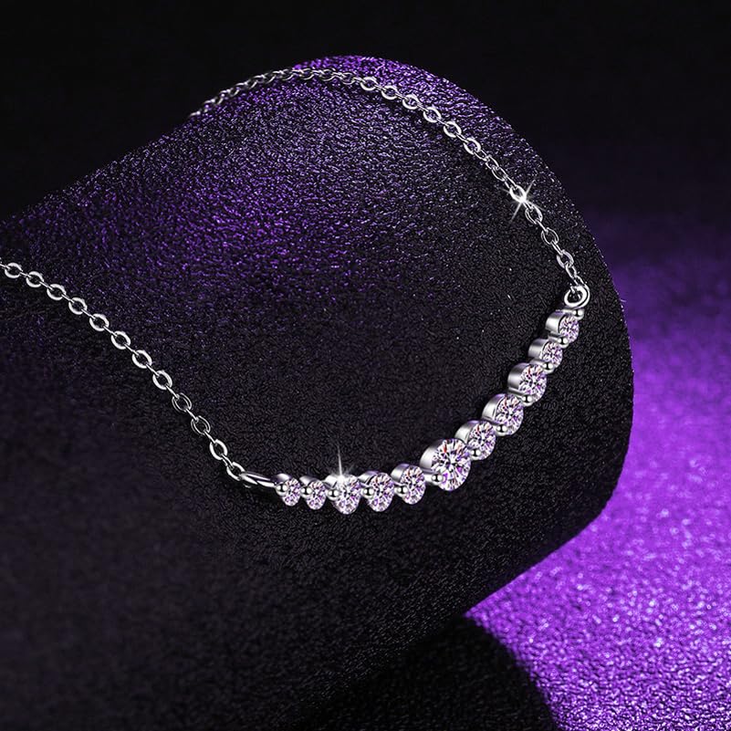 Image of Shining Diva Fashion Valentine Gift For Girlfriend Stylish Silver Plated Crystal Chain Pendant Necklace for Women and Girls