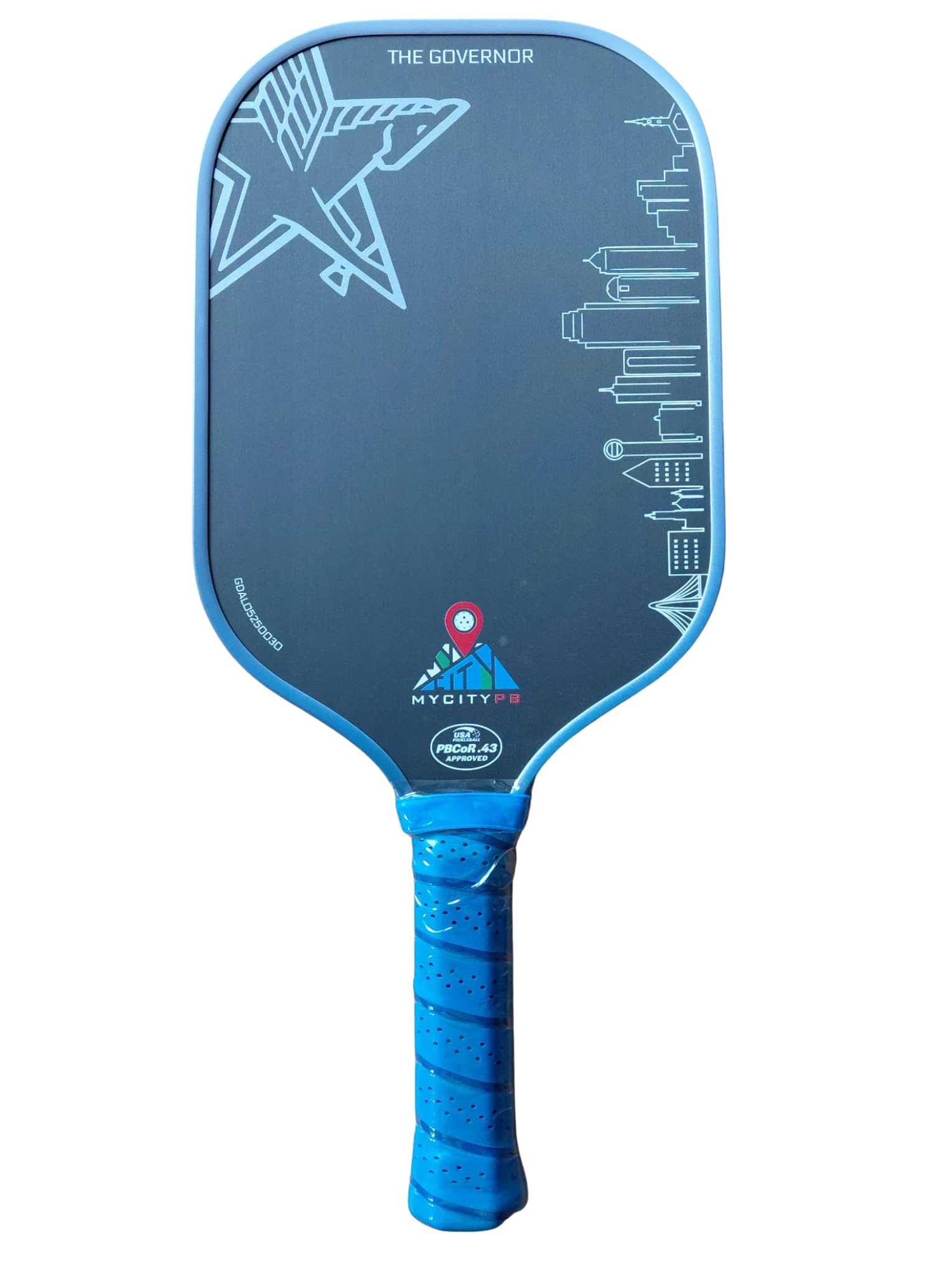 Kij do pickleball Governor Dallas, certyfikat USAP, 42 x 18 cm, 237-245 g, uchwyt 14 cm, włókno węglowe + włókno szklane