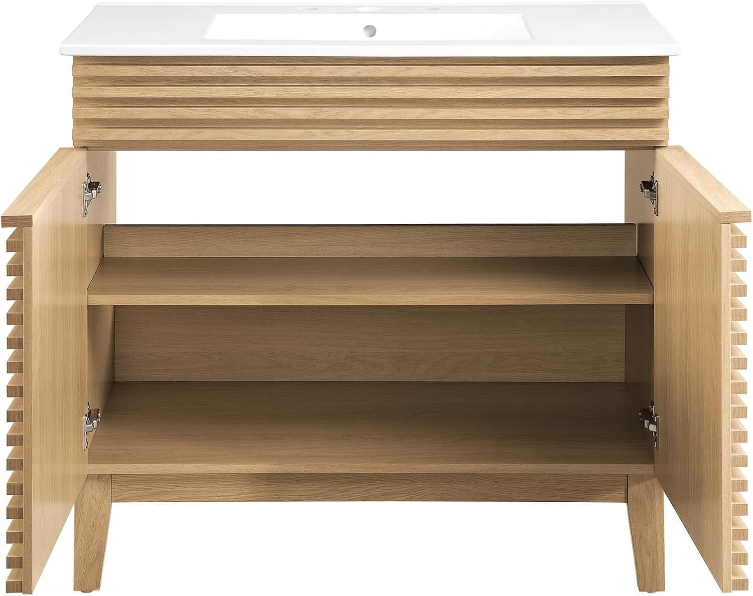 ഇൻ്റീരിയർ view of Modway Render vanity showing shelves