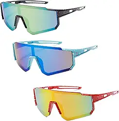 Pacote com 3 óculos de sol masculinos polarizados, óculos de sol UV400 para corrida, pesca, ciclismo e direção