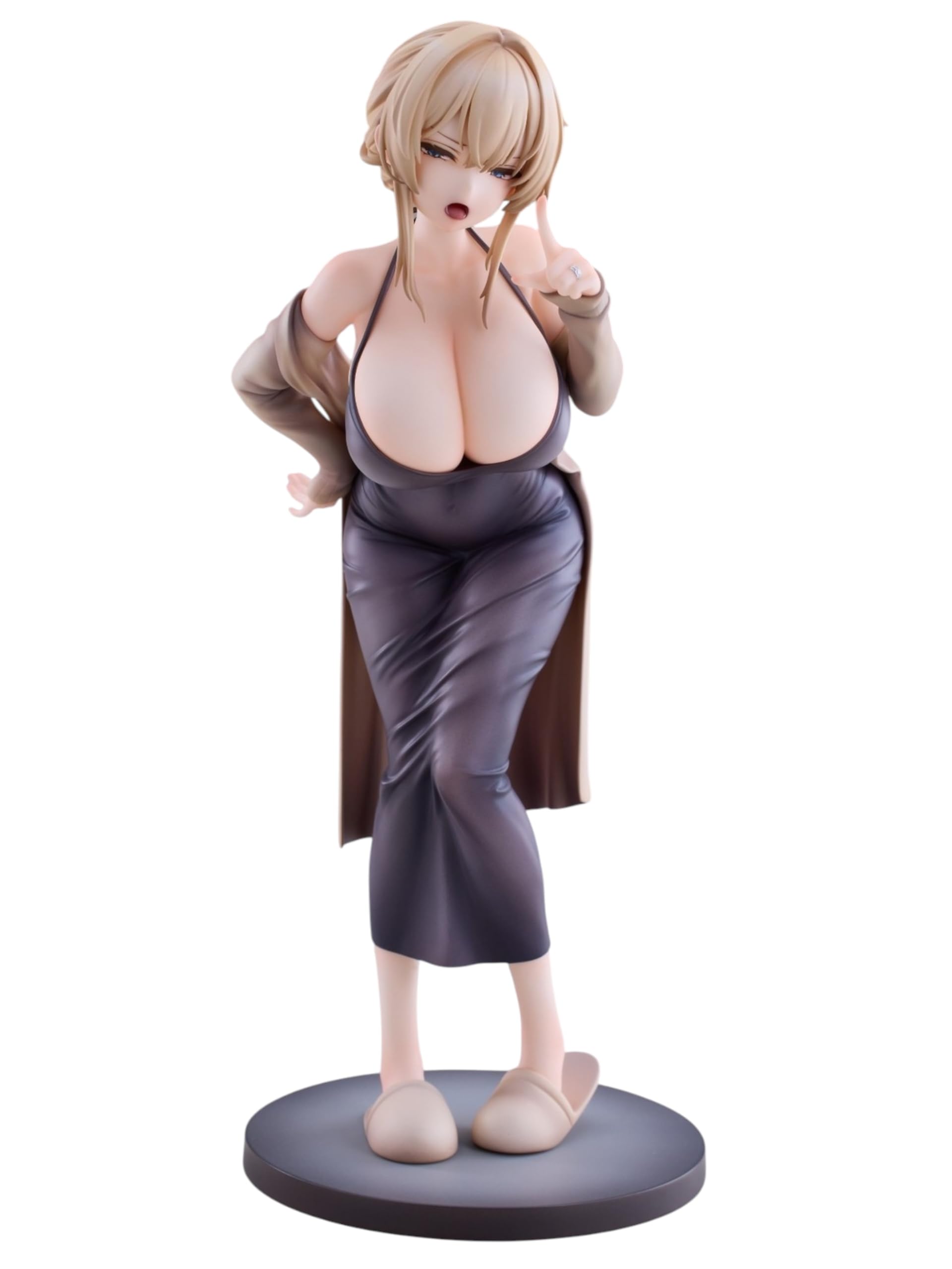Elira Veymont Midnight Elegance Standing Warning Pose Anime Girl Action Figure | 18.5cm Blonde Hair Black Halter Dress Figurine for Table, Desk, Shelf & Anime Decor | Gift for Anime Fans-image-2