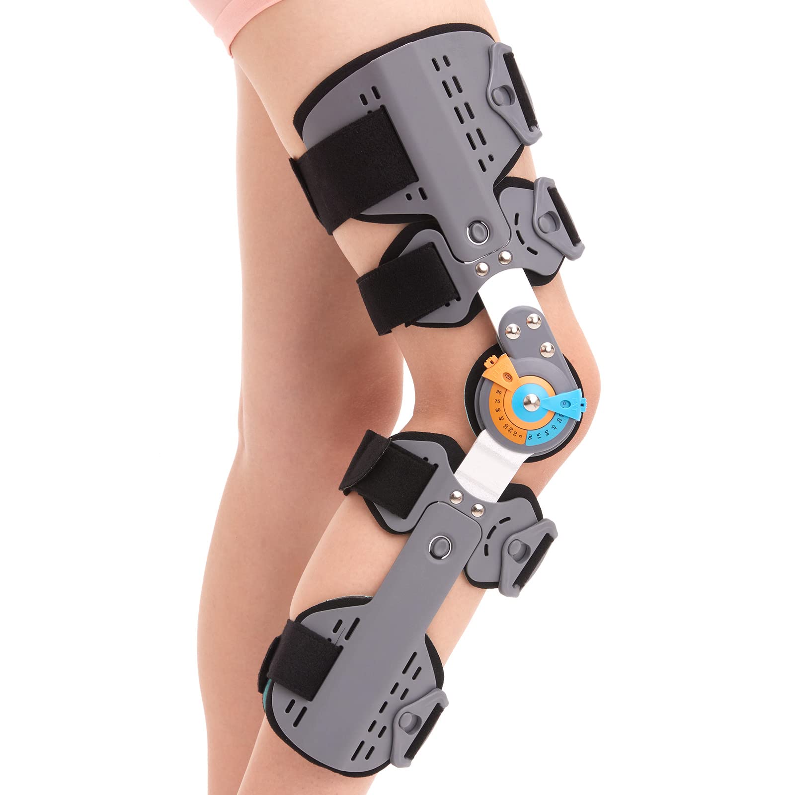 Hinged Knee Brace ROM Post Op Knee Immobilizer Adjustable Knee