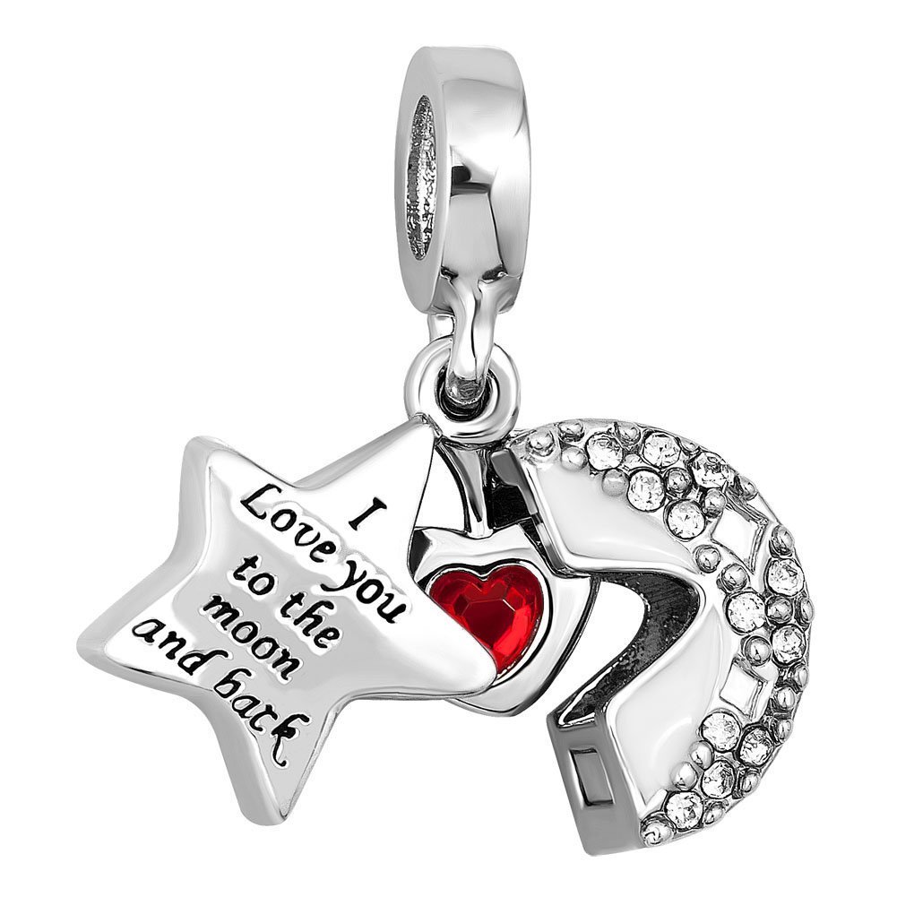 Love Heart Star I Love You to The Moon and Back Charm Crystal Beads for European Bracelets Best Gift for Mom-image-24