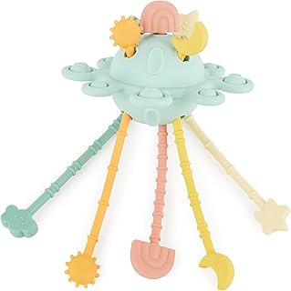 Bieco Silicone Activity Planet Eucalyptus Montessori Toy Baby 1 Year UFO Toy Baby Motor Skills Toy Silicone Pull Cord Toy from 1 Montessori Toy Silicone Baby Sensory Toy