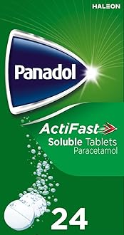 – ActiFast Pain Relief Tablets, Soluble Paracetamol Tablets, Backache and Sore Throat, Pack of 24