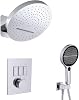 Shower System with Thermostat HSS0464 Modern Shower Set Flush-Mounted 12 Inch / 320 mm Rain Waterfall Piano Keys Shower Set Rain Shower Wall Mounting with 3-Mode Handheld Shower 59A Copper