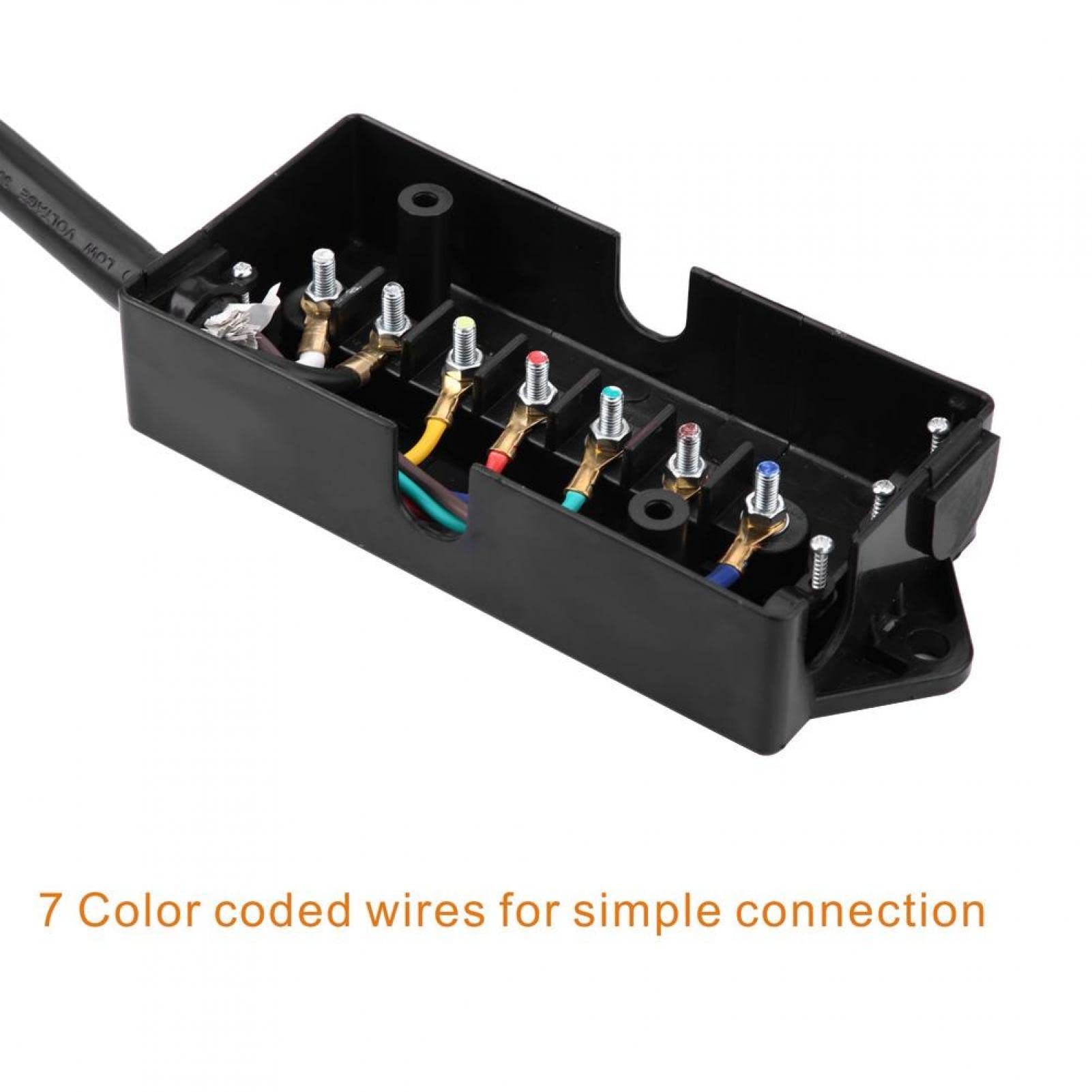 Cable de enchufe para remolque, resistente, de 7 vías, cable de remolque en línea con caja de conexiones de 7 pandillas con cable de 8 pies, adecuado para remolques Rvs, caravanas, camiones de comida,