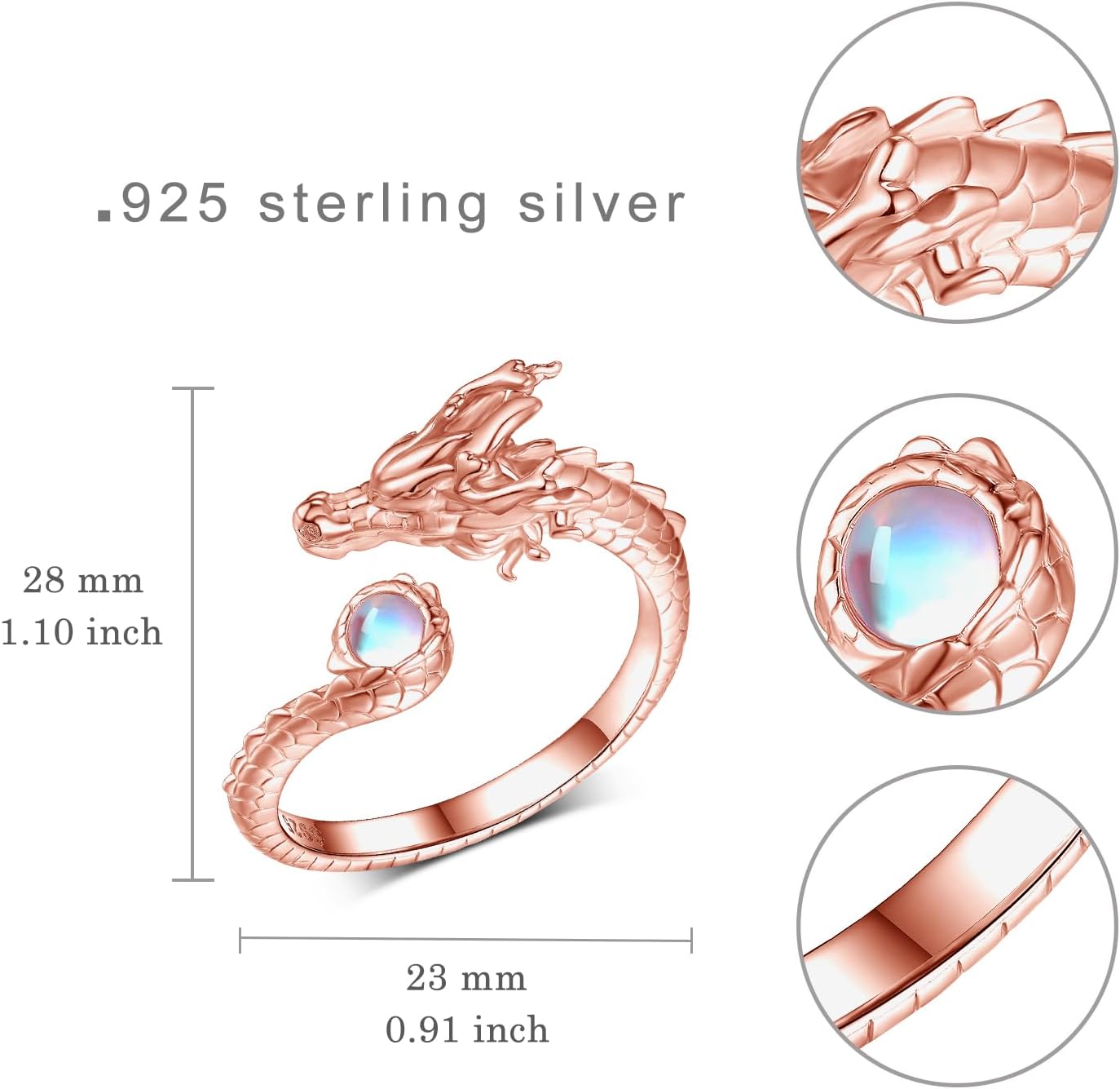 Dragon Ring 925 Sterling Silver Dragon/Snake/Fox/Cat/Phoenix/Octopus/Wolf Ring Animal Jewelry Gifts for Women Men - Image 4