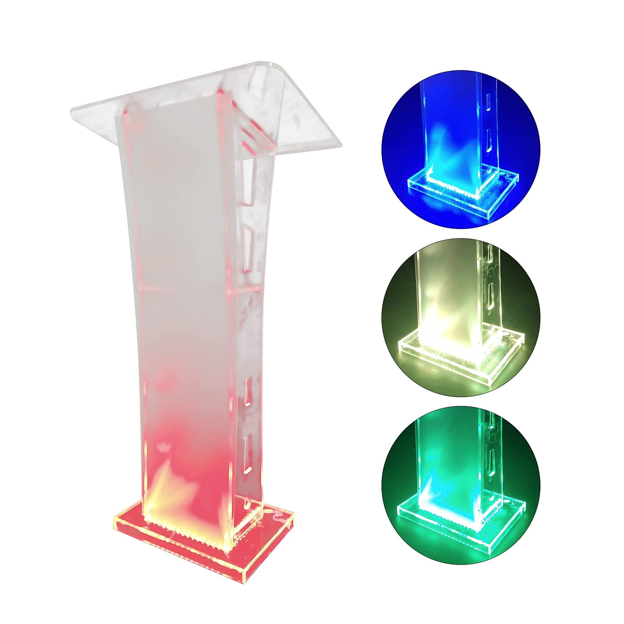 Supporto per podio in acrilico trasparente con telecomando a LED per chiesa professionale leggio con ampia superficie di lettura, ideale per conferenze, matrimoni, ufficio e aule