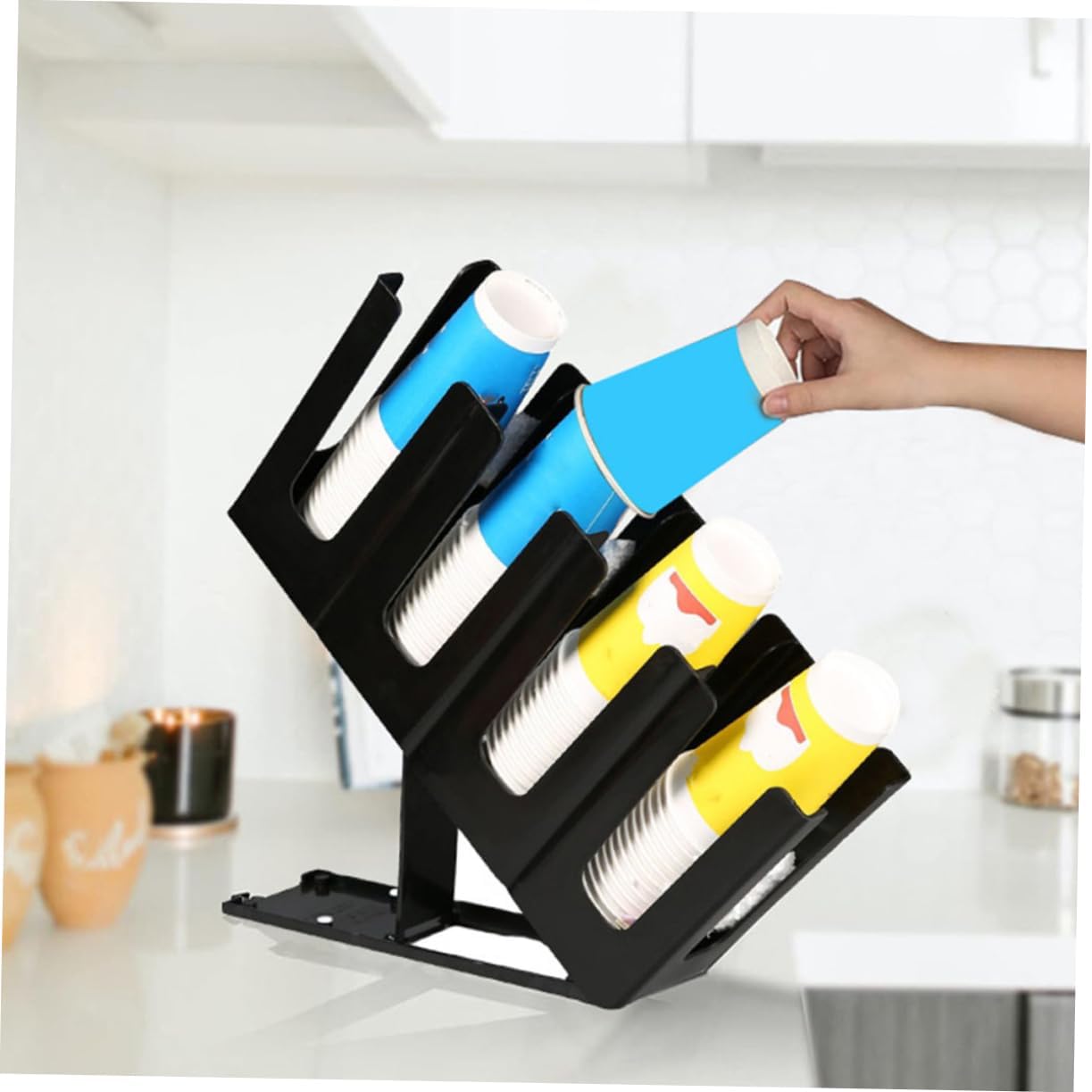 Luxshiny Paper Cup Dispenser Organizer Convenient Cup Holder Stand for Coffee Stations Milk Tea Shops and Events Space-saving Design for Easy Storage and Access