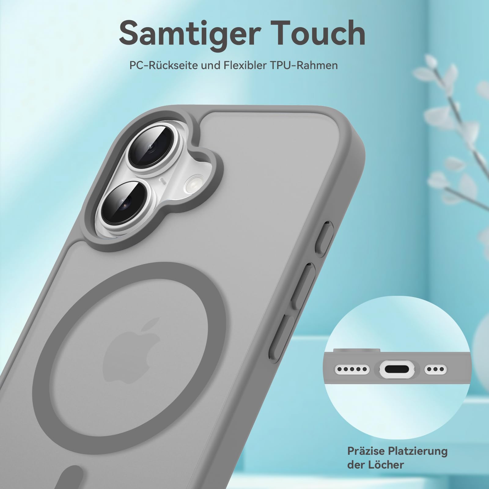 Natiiozie Magnetic Cover Compatible with iPhone 16 Pro Compatible with MagSafe Translucent Matte Back Case, Shockproof Anti-fingerprint Scratch Resistant Protective Case (Blue, iPhone 16 Pro