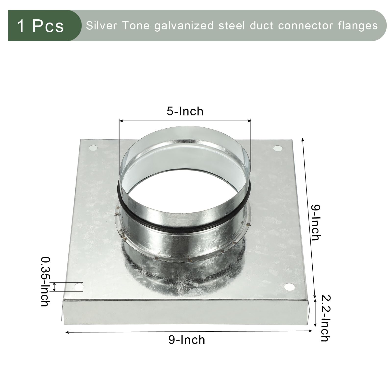 YOKIVE Duct Connector Flange, Galvanized Steel Air Ducting Mounting Plate with Rubber Gasket - Image 2