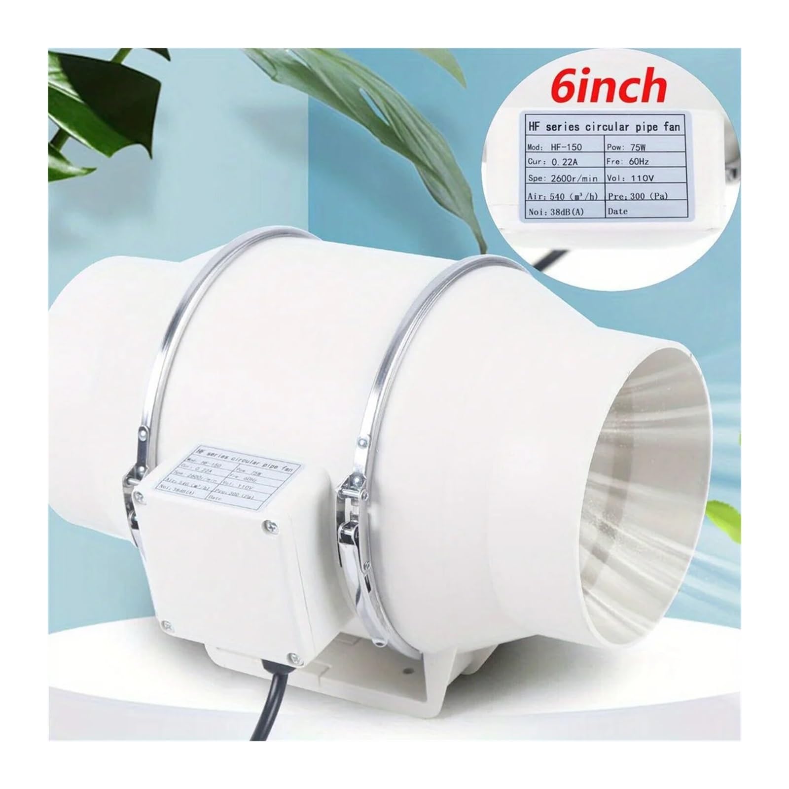 Ventilador de conducto en línea de 4'', 5'' y 6'', ventilador de extracción silencioso for conductos Para baño y dormitorio(4 Inch)