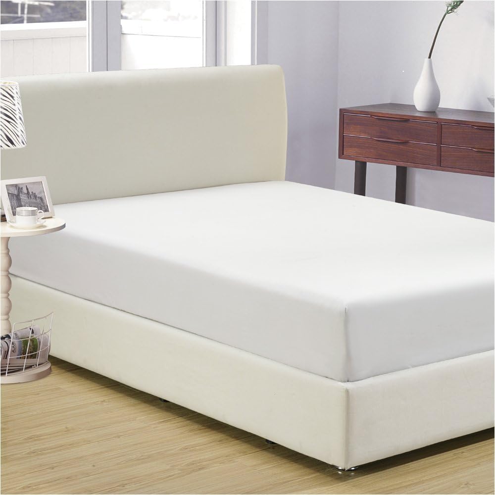 Violet Linen Luxe Luxury Cotton Sateen, Luxury Ultra Soft 300 Thread Count Sateen Cotton, Extra Soft and Comfortable, White, 44", Luxurious, Fitted Sheet
