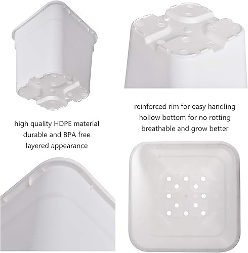 Vista 46 de Macetas cuadradas para vivero, macetas de cultivo, contenedor de vivero, apto para plantar plantas de suelo, 5 galones, 10 unidades Negro