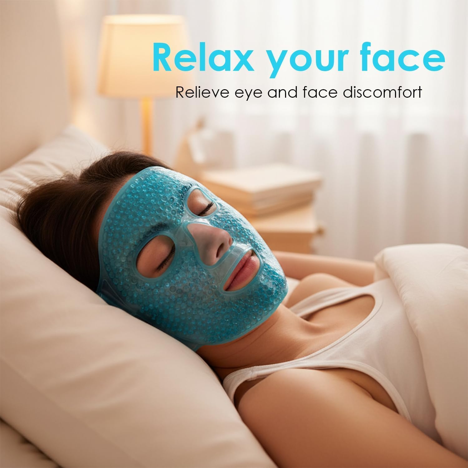 SJ GADHVI Cold Face Eye Mask with Gel Beads, Ice Pack for Dark Circles, Puffiness, Headaches, Hot and Cold Compress, Sleep and Skin Care for Women 4