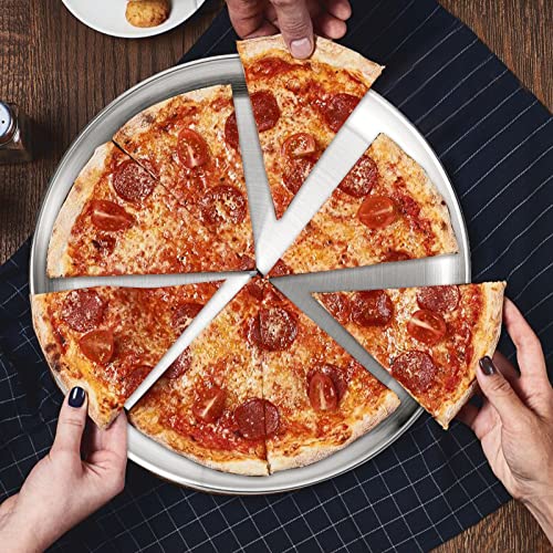 TOPZEA 4 Pack Stainless Steel Pizza Pan, 13-1/2 Inch Tray Oven Crisper, Round Sheet Baking Pan Food Serving Plate for Pie, Cookie, Dishwasher Safe