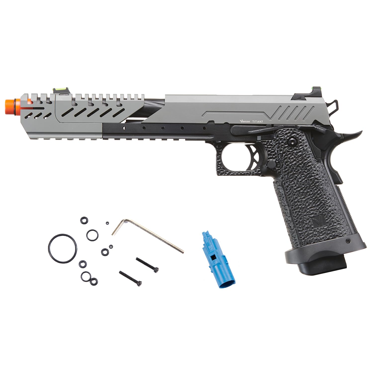 Vorsk Aluminum CNC Airsoft Titan Hi-Capa Extended Gas Blowback Pistol w/ 20mm Rail