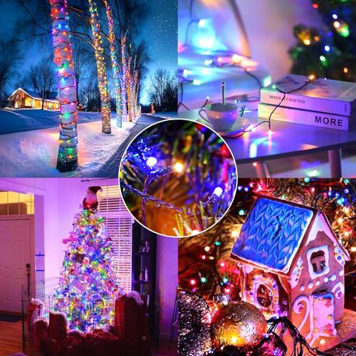 UIONVO Outdoor Christmas Battery Fairy Lights - USB Rechargeable 15M 150LED Multicolour Waterproof String Light with Remote 8 Modes for Indoor Garden Xmas Tree Decorations - Image 8