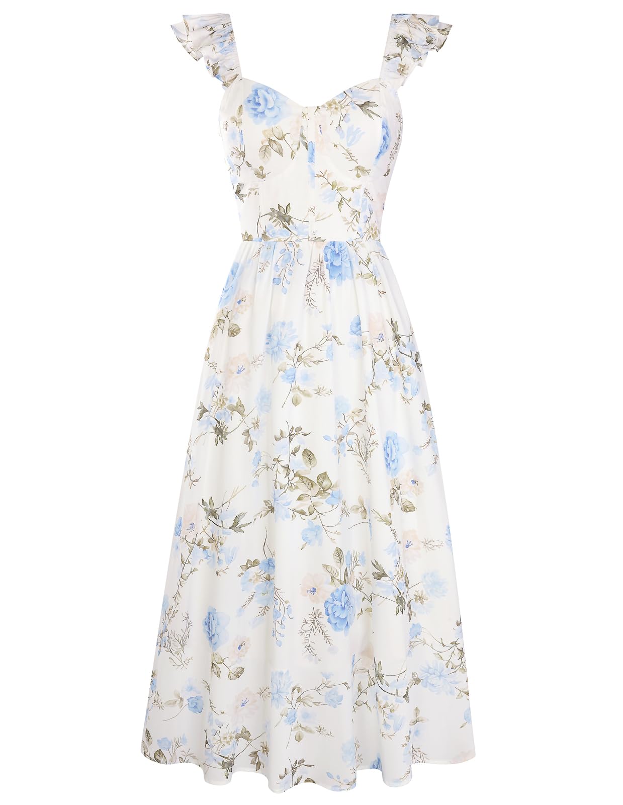 GRACE KARIN Vestido de verano con tirantes delgados para mujer, ligero, de gasa, floral, acampanado, con bolsillos, para boda y fiesta